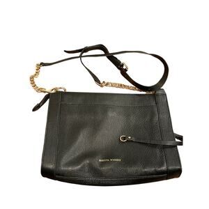 Rebecca Minkoff M.A.B. Black Leather Studded Flap Crossbody Chain Shoulder Bag